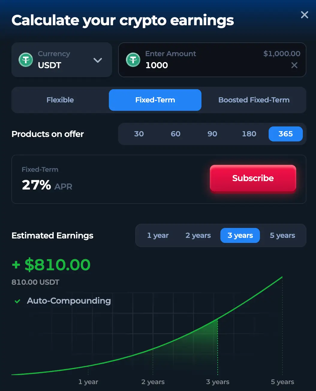 BetFury crypto staking calculator interface